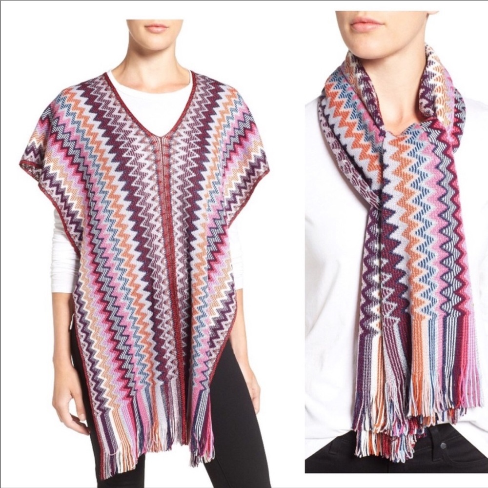 Authentic Missoni Fringe Poncho Cape Scarf.
